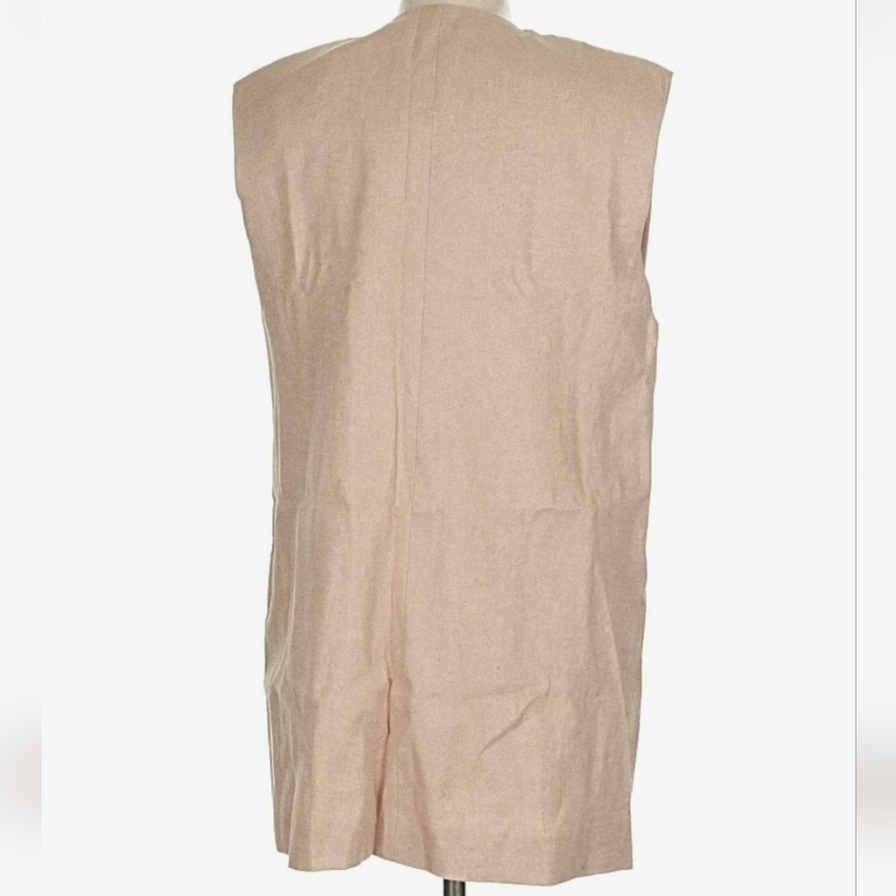 Zara 100% LINEN VEST LONG Beige Size S New - Picture 11 of 11